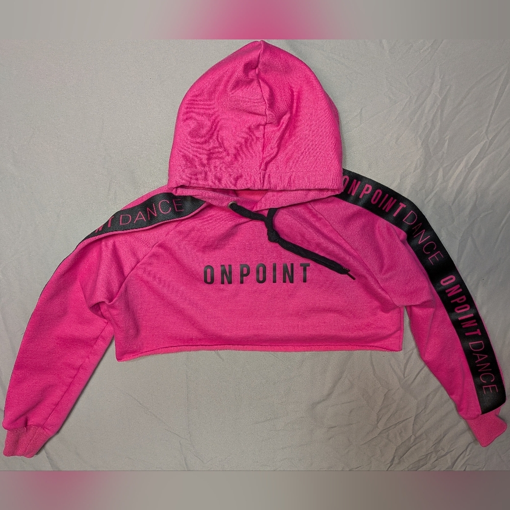 Limelight ON POINT DANCE. Ballet, Hip-hop, Cropped Pink Warm Up Hoodie. SzYS.
